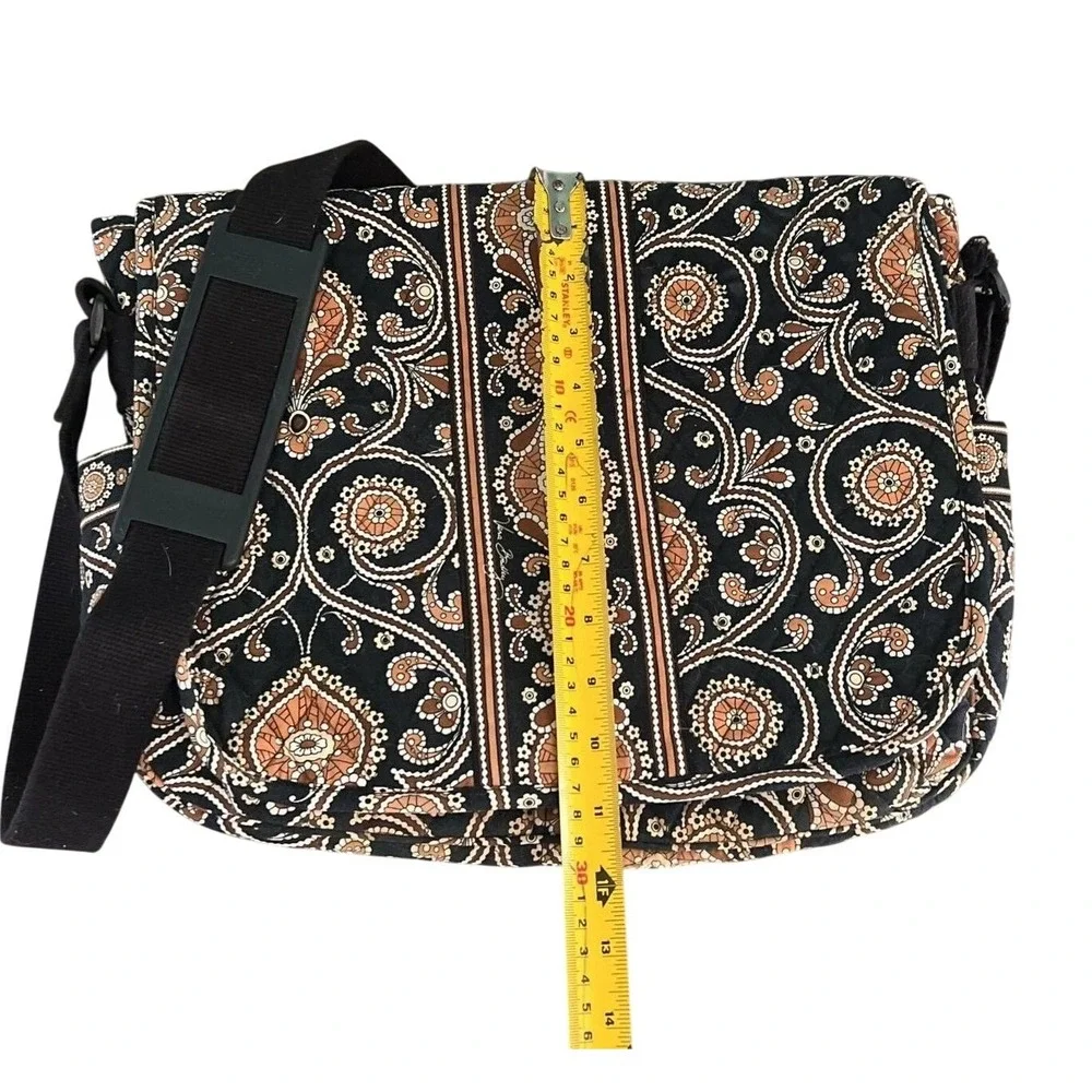 Vera Bradley Messenger Bag Retired Caffe Latte Black Tan Paisley Crossbody
